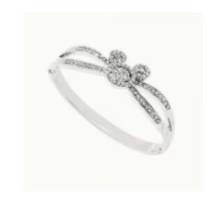 Elegant Mickey Silver Crystal Bangle